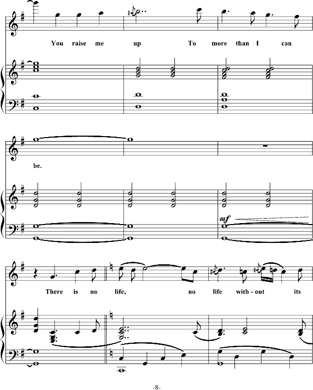 you raise me up弹唱谱(钢琴谱)8
