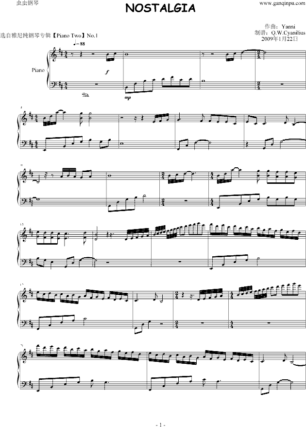 Nostalgia(钢琴谱)1