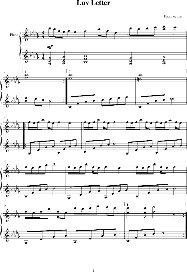 Luv Letter(钢琴谱)1