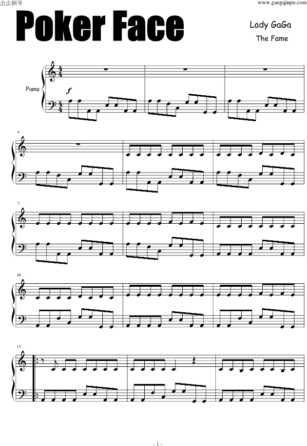 Poker Face(钢琴谱)1
