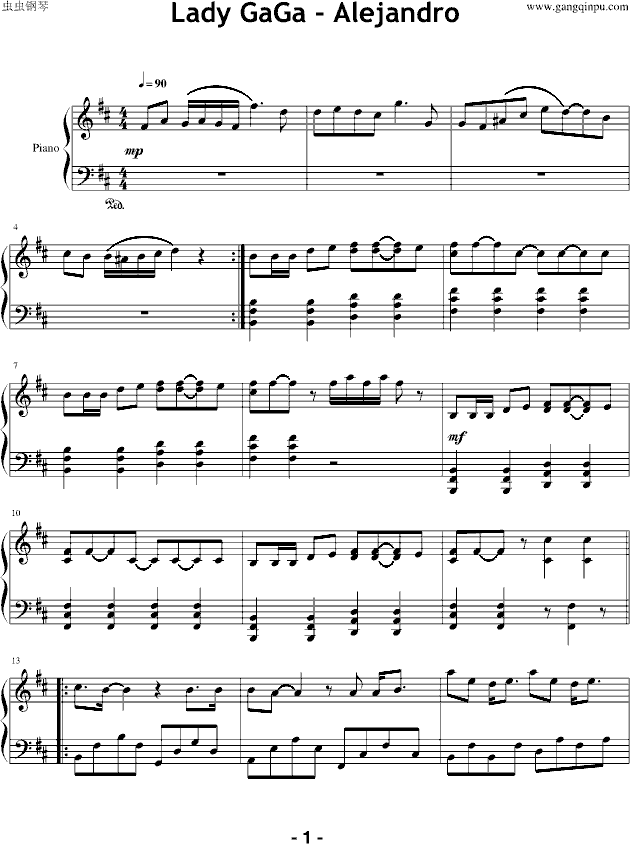 Alejandro(钢琴谱)1