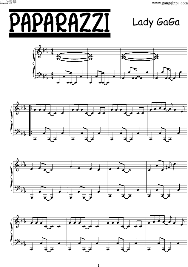 Paparazzi(钢琴谱)1