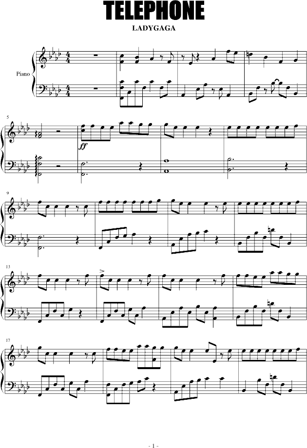 telephone(钢琴谱)1