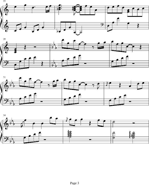 一公升的眼泪(钢琴谱)3