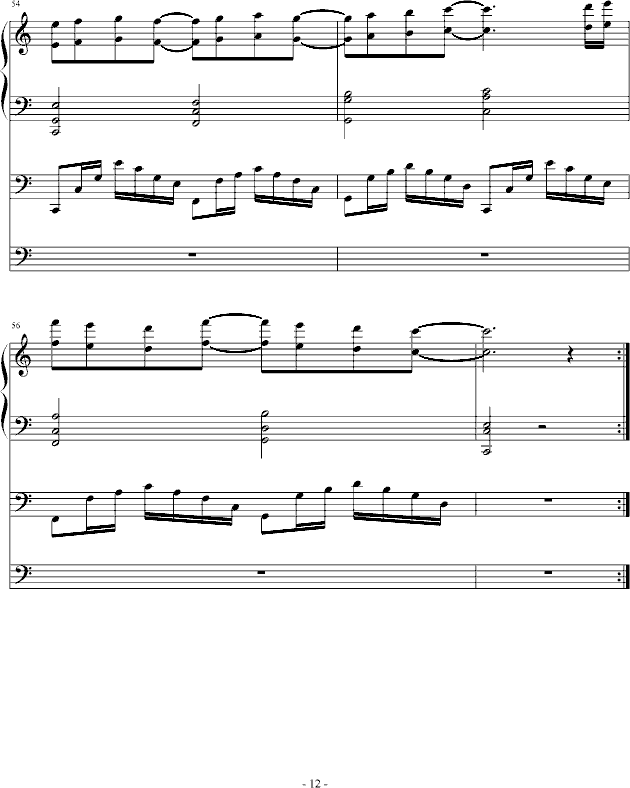 跑跑卡丁车钢琴曲(钢琴谱)12