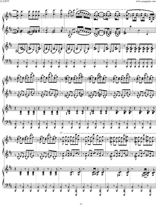 自由探戈（四手联弹）(钢琴谱)9