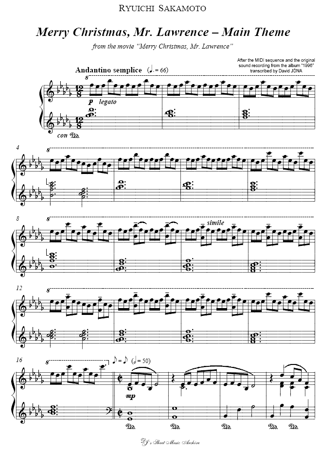 Merry Christmas Mr. Lawrence main theme(钢琴谱)1