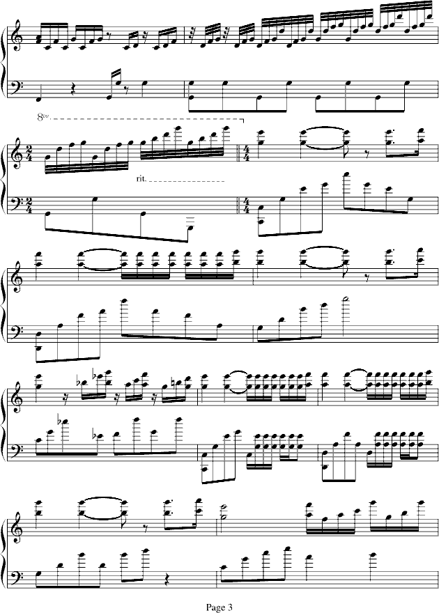 水边的阿狄丽娜(钢琴谱)3