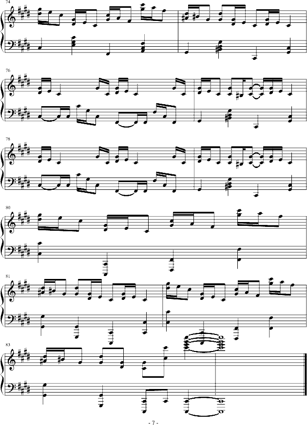 克罗地亚狂想曲(钢琴谱)7