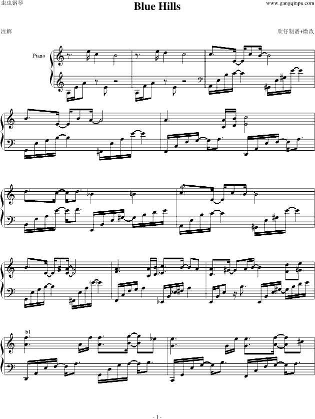 Blue Hills (钢琴谱)1