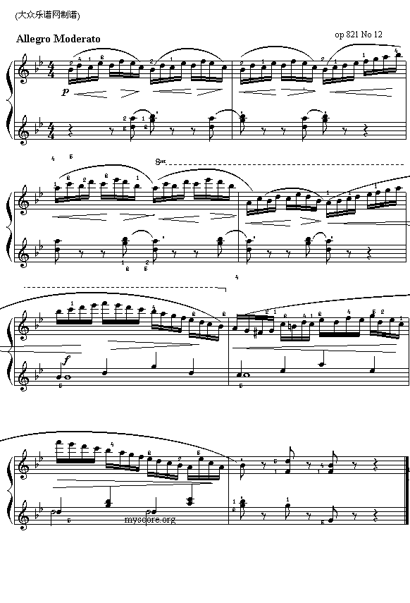 车尔尼钢琴练习821第12首(十字及以上)1