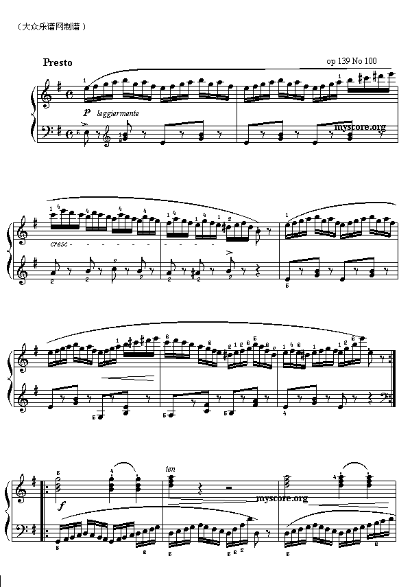 车尔尼钢琴练习139第100首(十字及以上)1