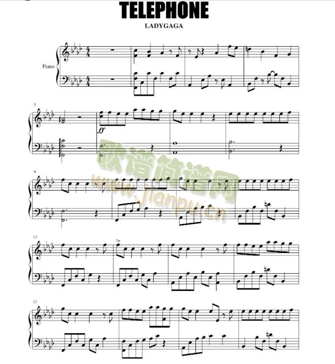 Telephone 钢琴谱(钢琴谱)1