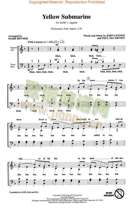 黄色潜水艇（yellow(钢琴谱)1