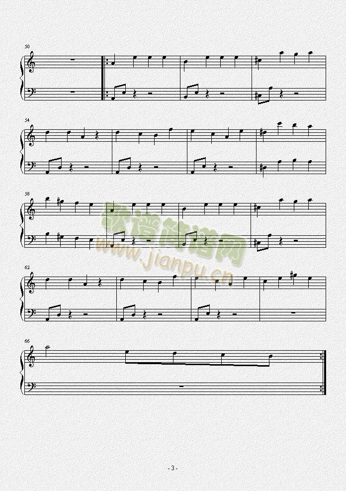 植物大战僵尸解谜模式战背景音乐(钢琴谱)3