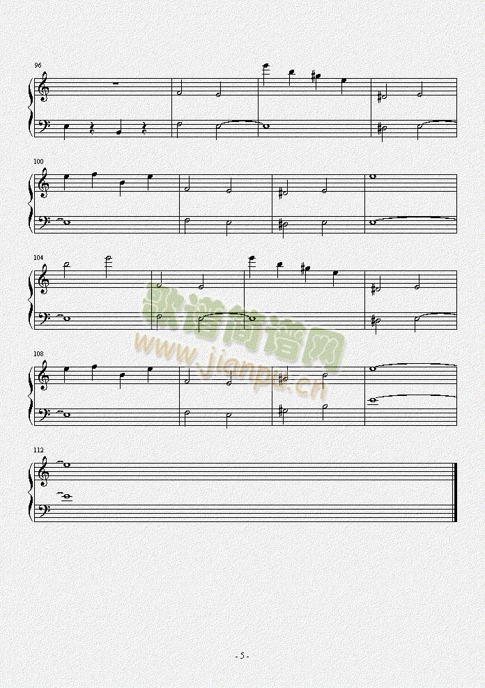 植物大战僵尸解前院夜晚背景音乐(钢琴谱)5