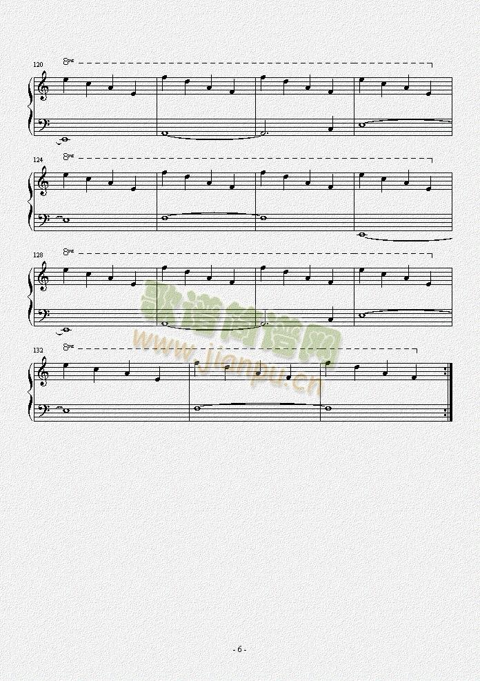 植物大战僵尸解前院白天背景音乐(钢琴谱)6