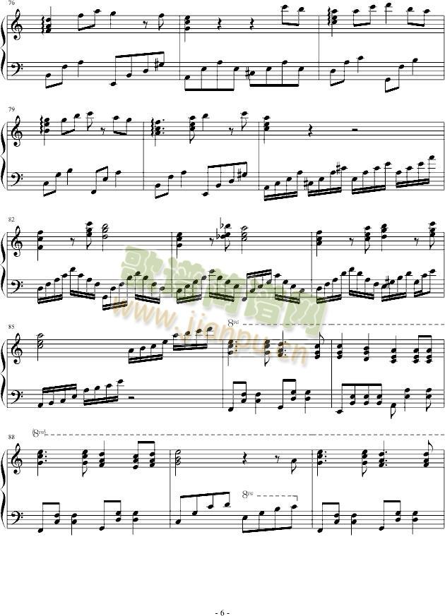 星空下的思念(钢琴谱)6