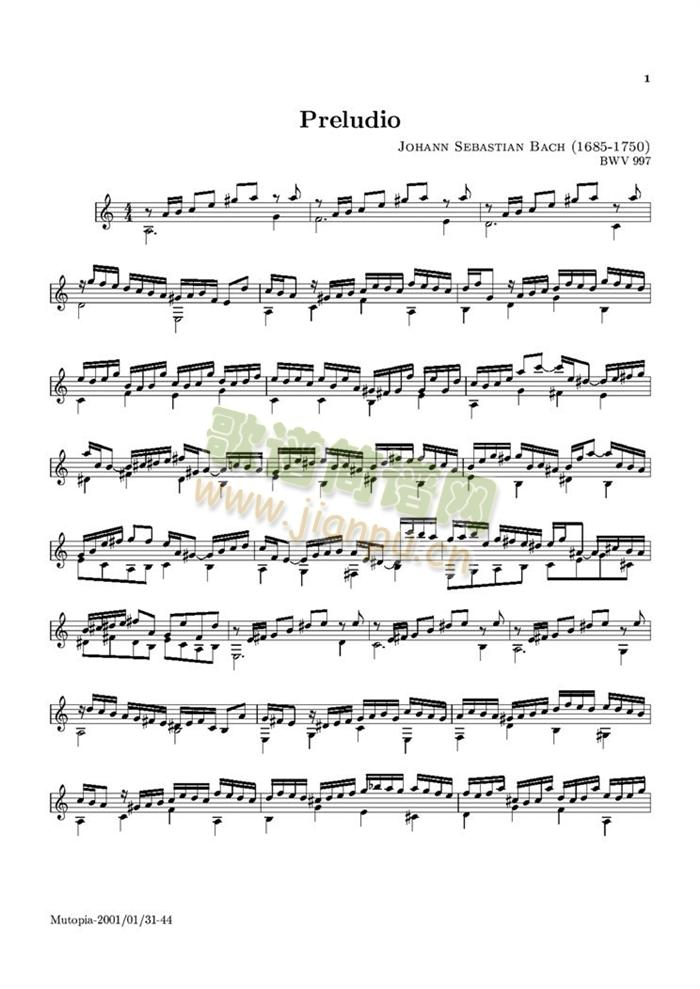 preludio(钢琴谱)1
