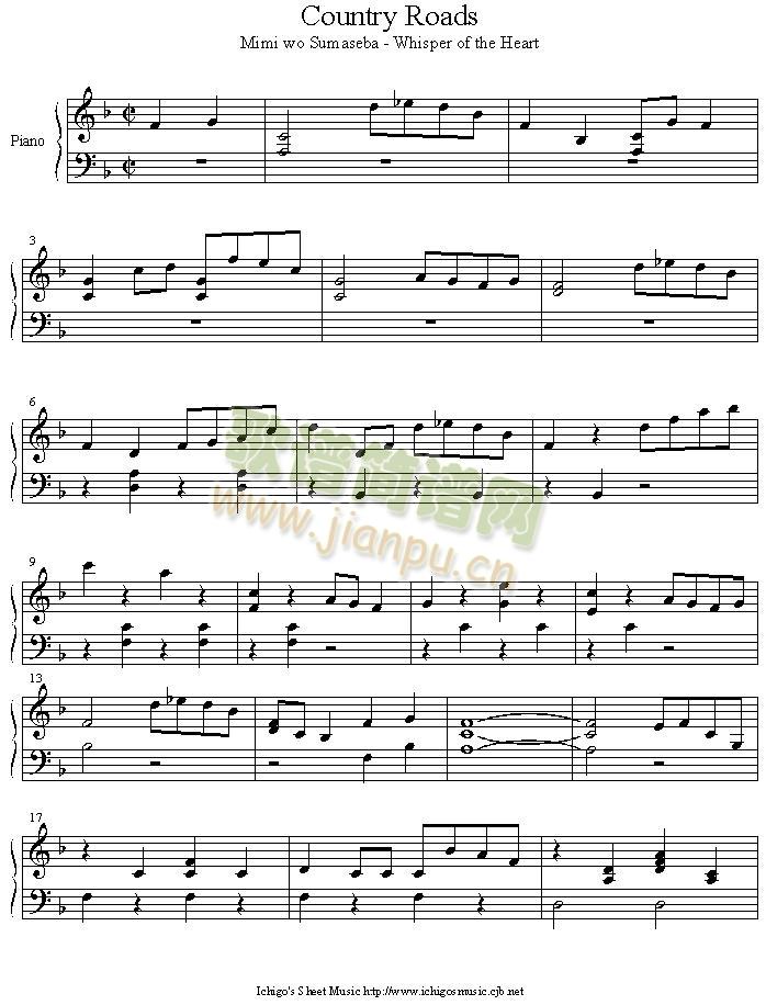 country_roads(钢琴谱)1