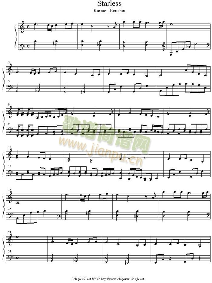 starless(钢琴谱)1