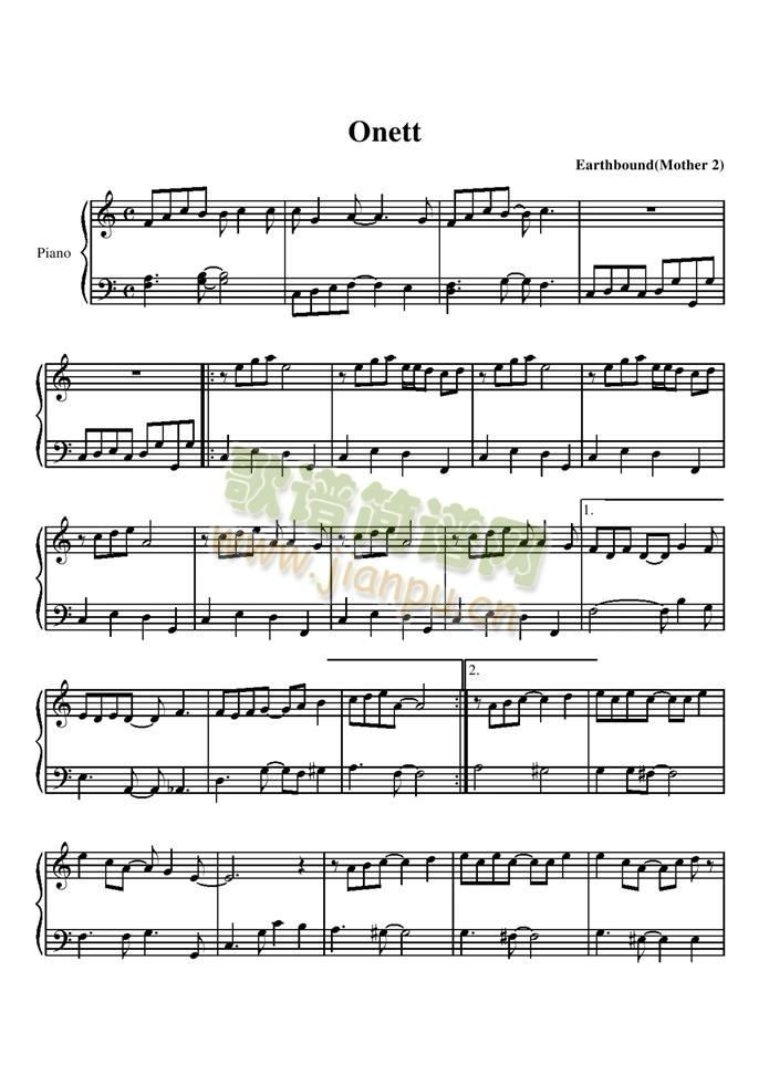 Onett(钢琴谱)1