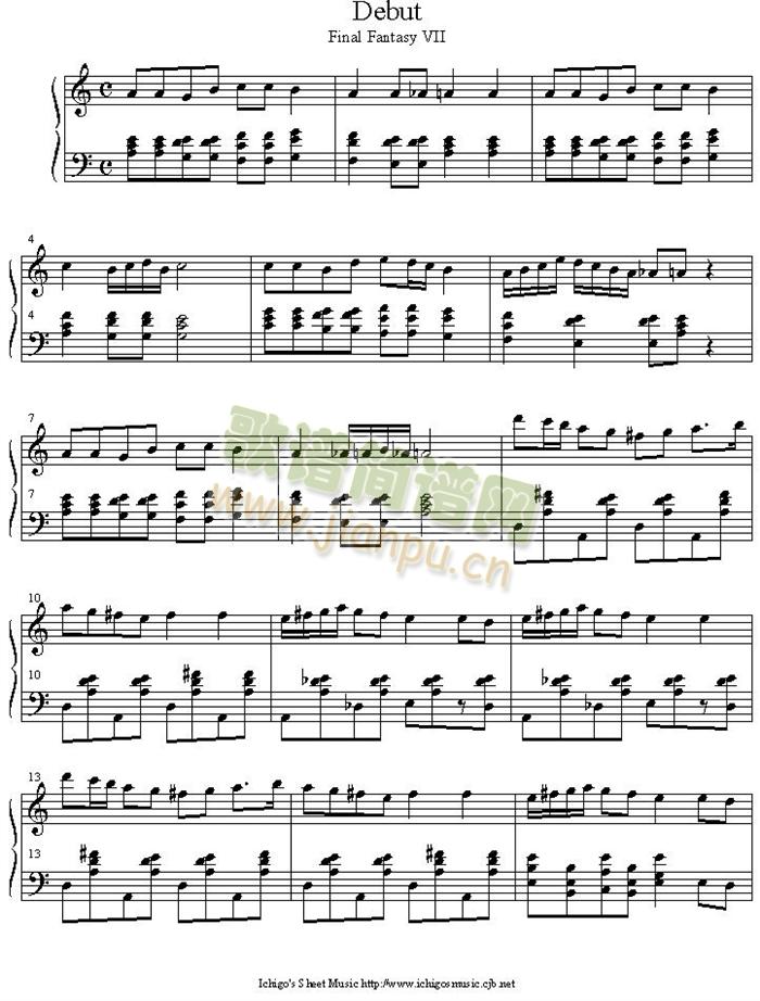 debut(钢琴谱)1