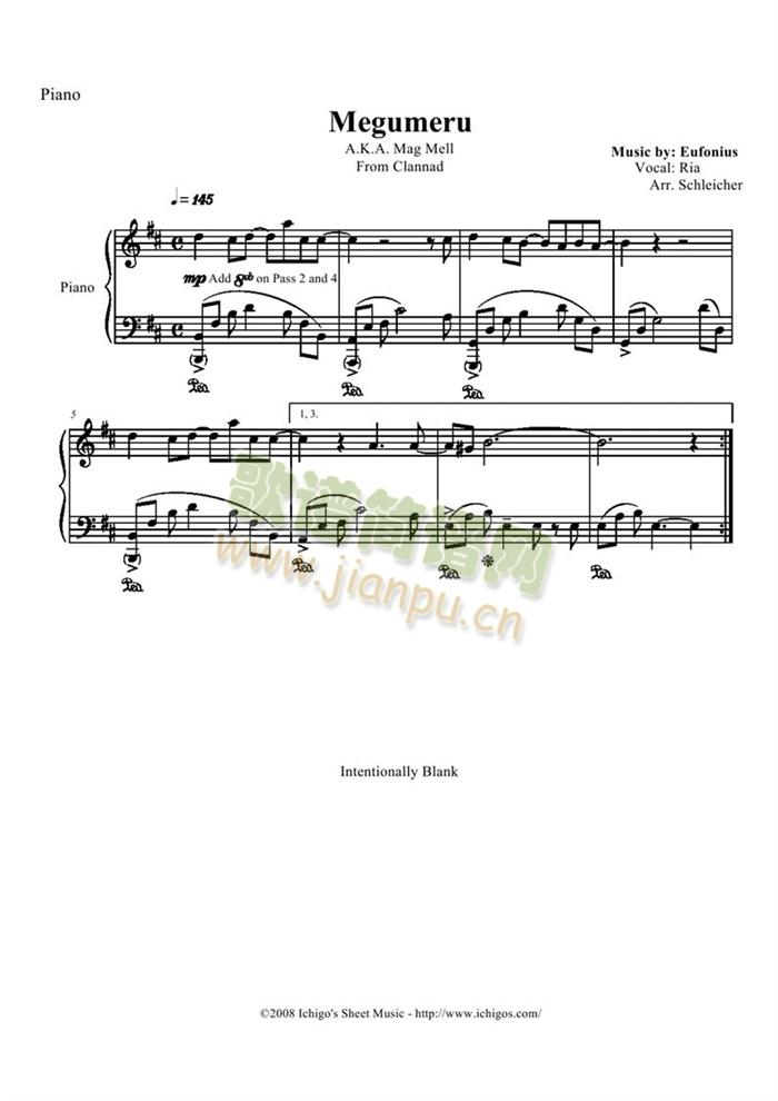 Megumeru(钢琴谱)1