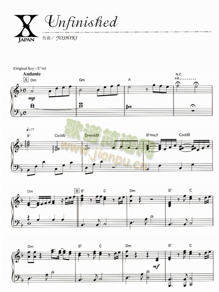 Unfinished(钢琴谱)1