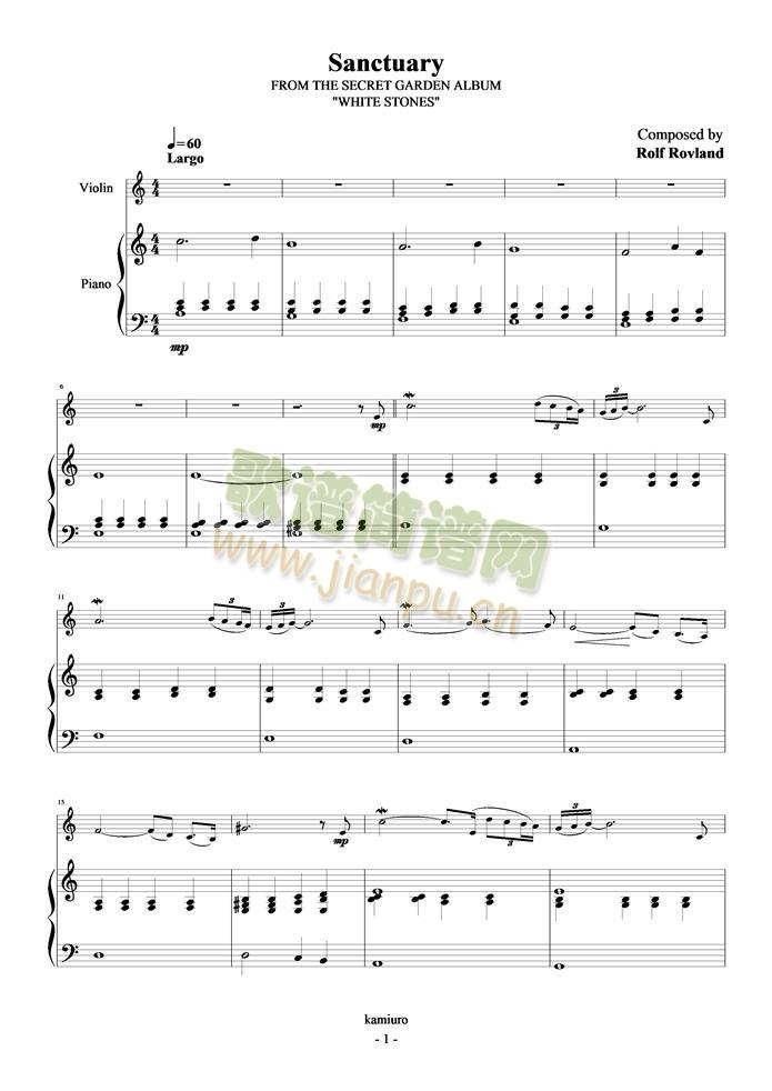 Sanctuary(钢琴谱)1