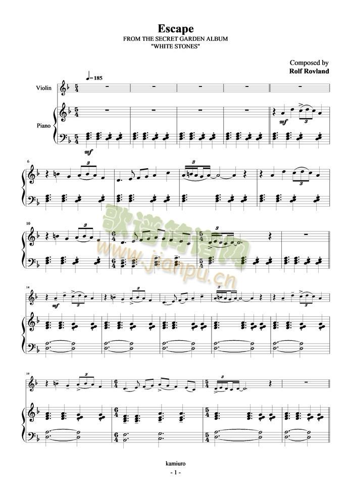 Escape(钢琴谱)1