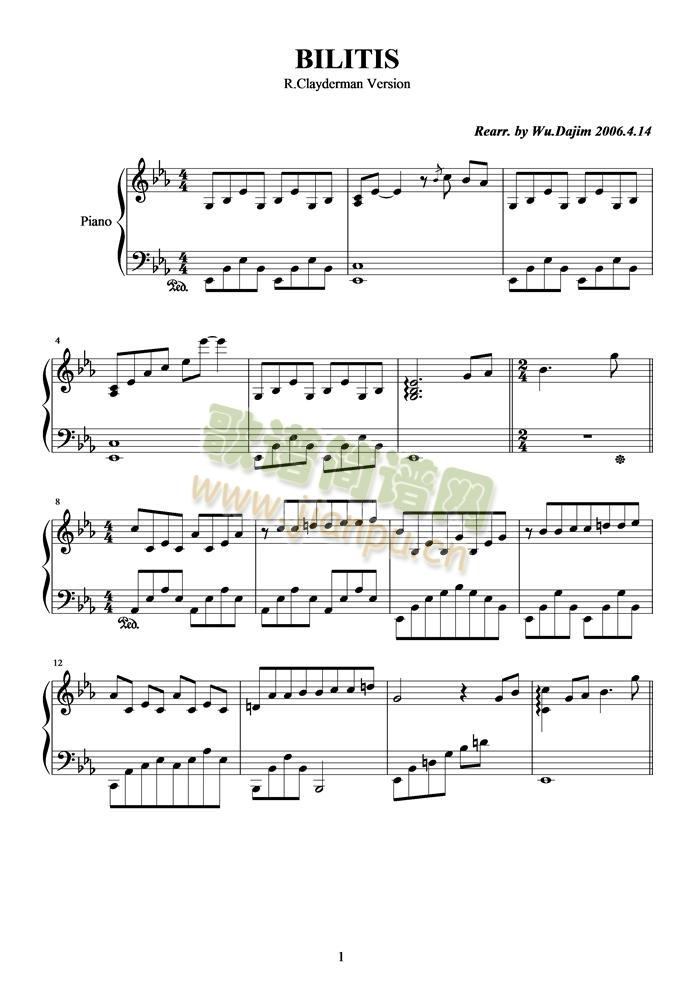 Bilitis(钢琴谱)1