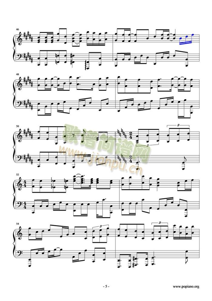 下一站天后钢琴版(钢琴谱)5