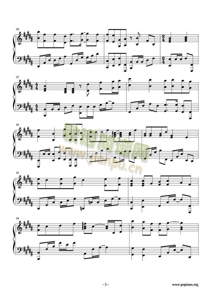 下一站天后钢琴版(钢琴谱)3