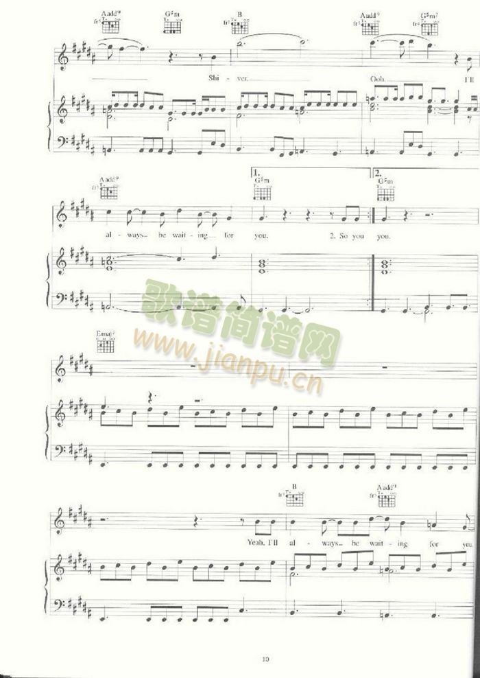 SHIVER(钢琴谱)5
