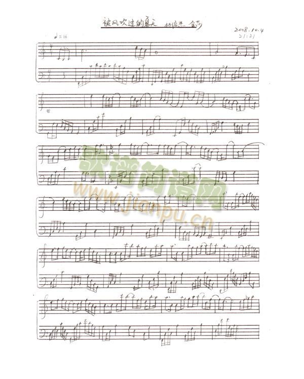 被风吹过的夏天钢琴谱(钢琴谱)1