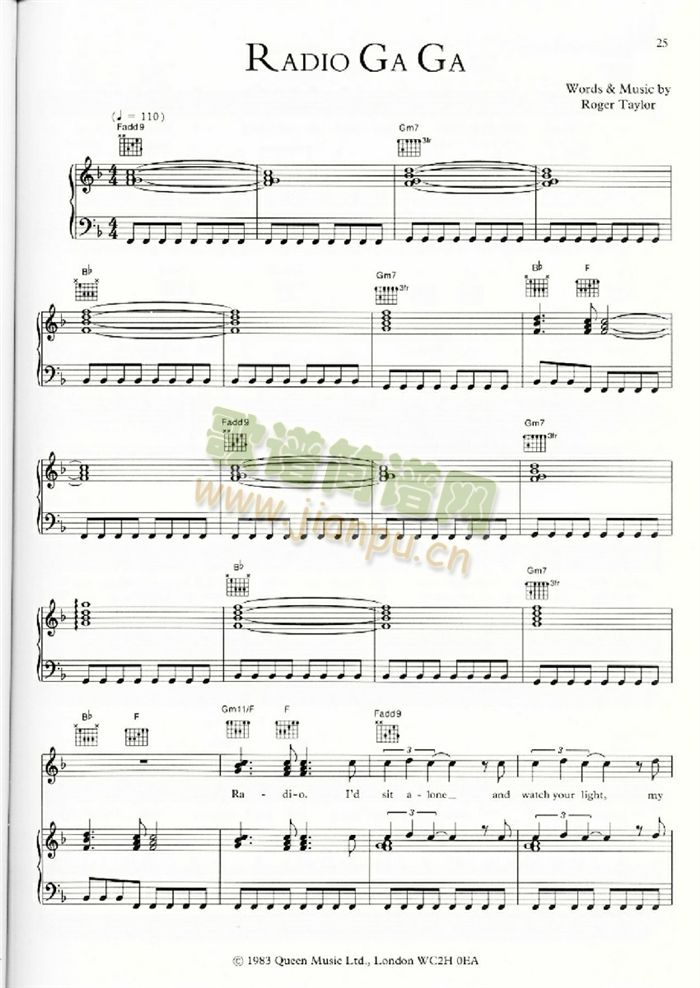 RADIOGAGA(钢琴谱)1