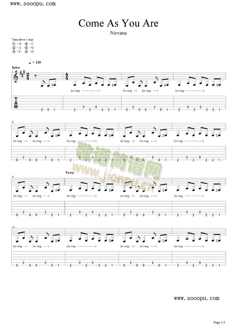 ComeAsYouAre(钢琴谱)1