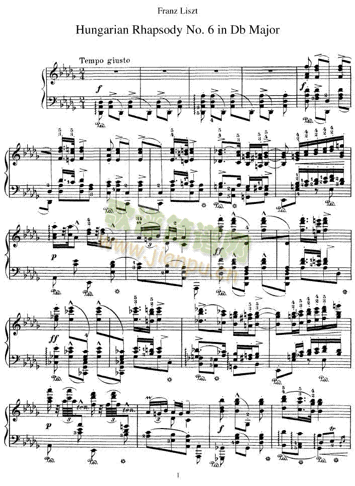 匈牙利狂想曲第六号(钢琴谱)1
