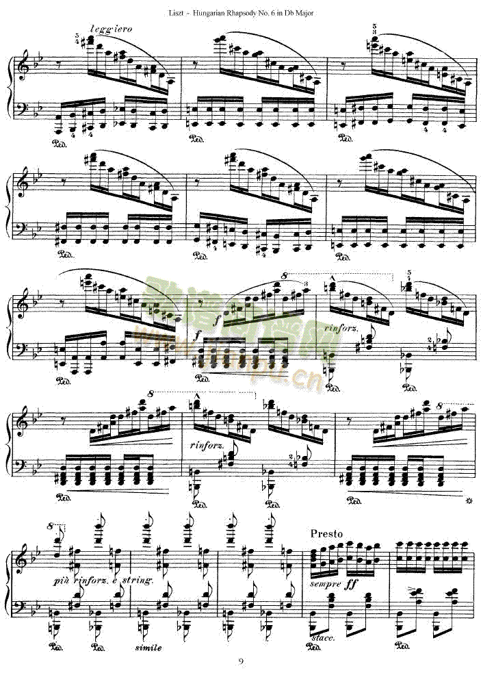 匈牙利狂想曲第六号(钢琴谱)9