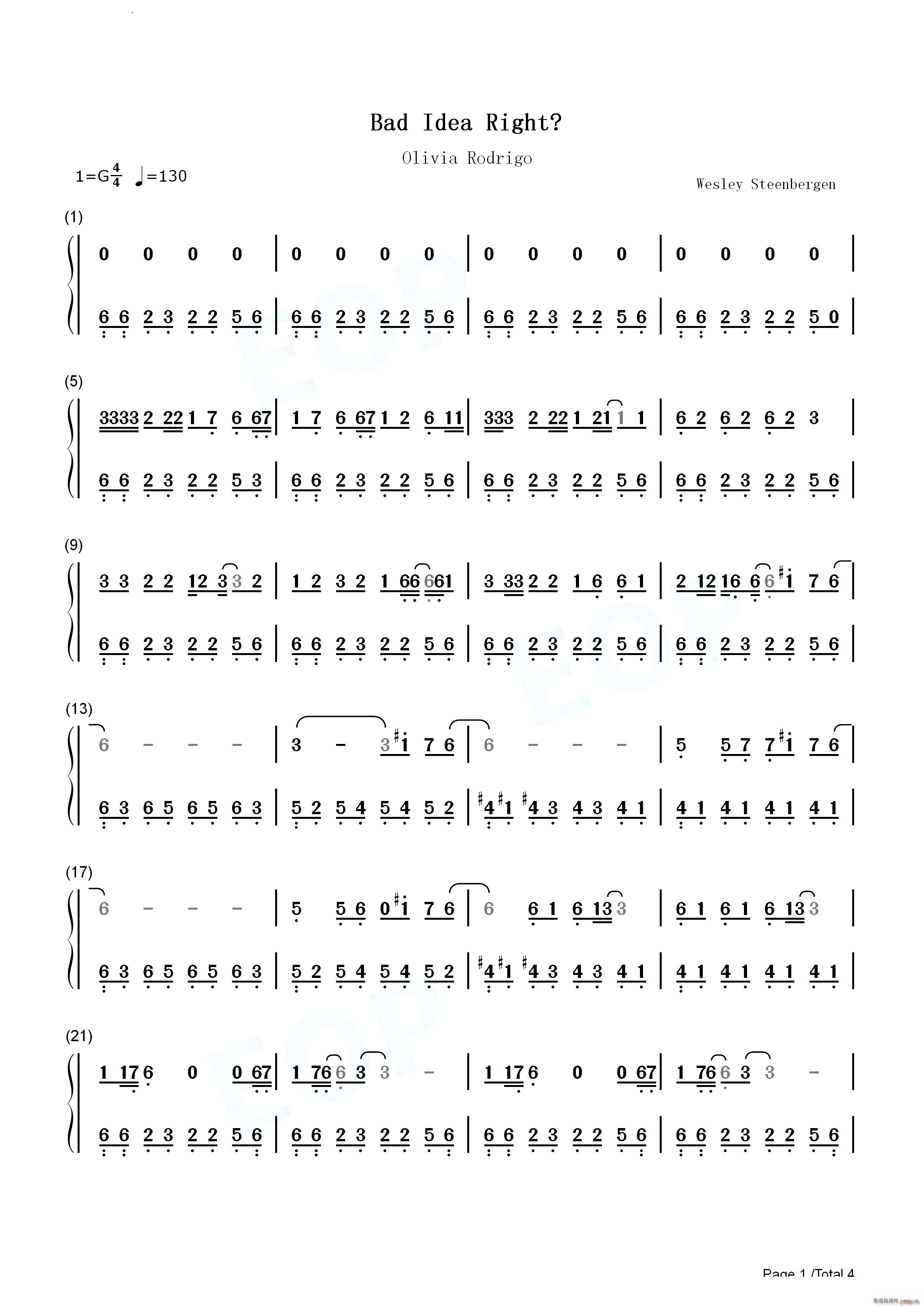 Bad Idea Right(钢琴谱)9