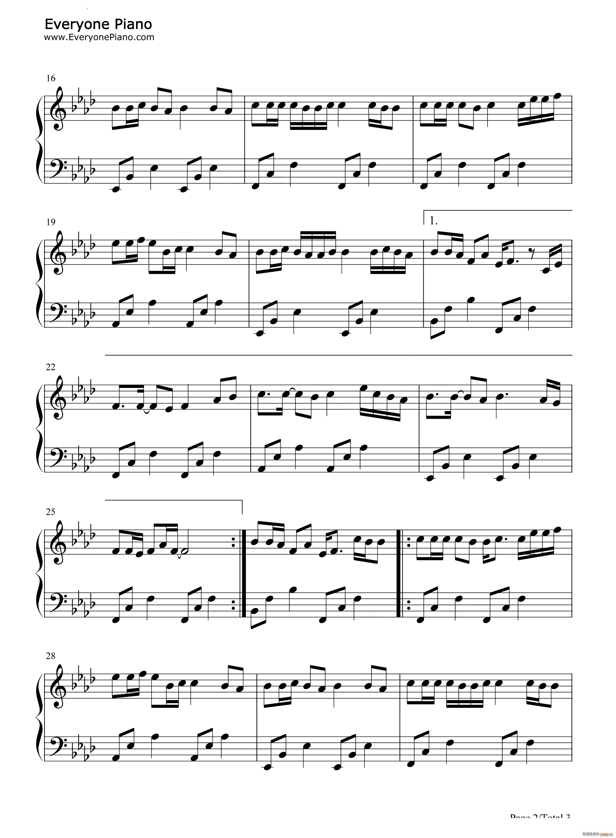 年少的你啊简单完整版(钢琴谱)3