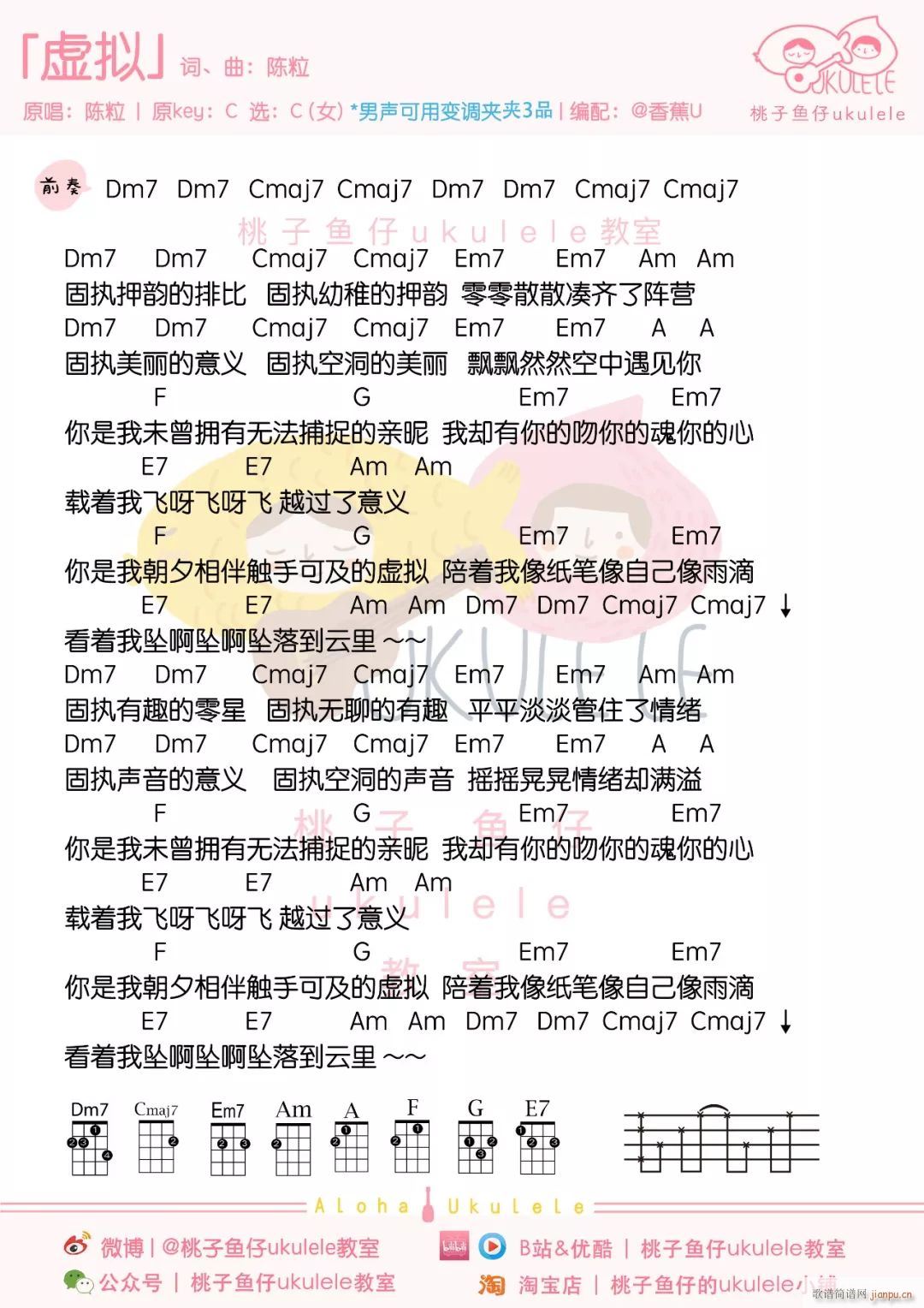 虚拟尤克里里谱 C调(十字及以上)1