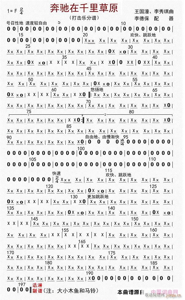 奔驰在千里草原打击乐(十字及以上)1
