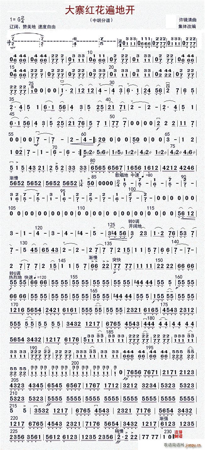 大寨红花遍地开 中胡 修改版(十字及以上)1