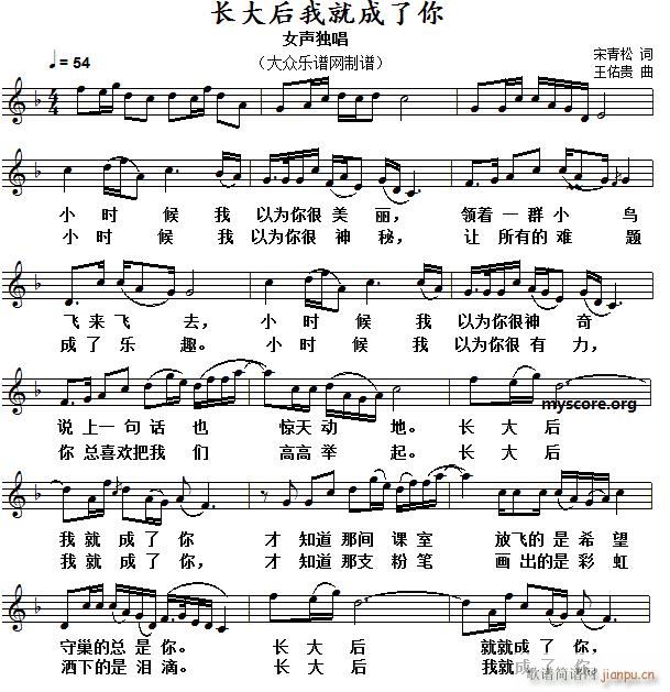 长大后我就成了你 当代歌曲(十字及以上)1
