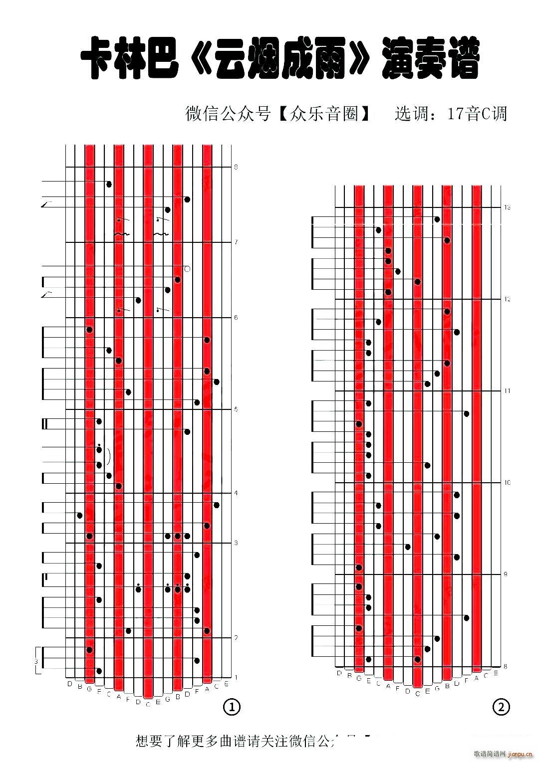 云烟成雨 拇指琴卡林巴琴专用谱(十字及以上)1