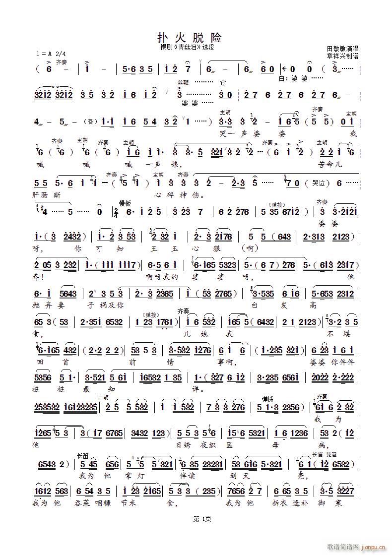 扑火脱险 锡剧 青丝泪 选段(十字及以上)1