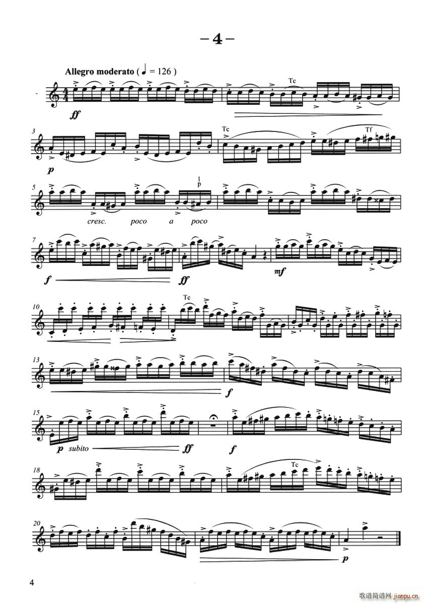 菲林萨克斯管练习曲 4(十字及以上)1