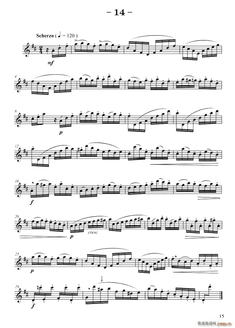 菲林萨克斯管练习曲 14(十字及以上)1